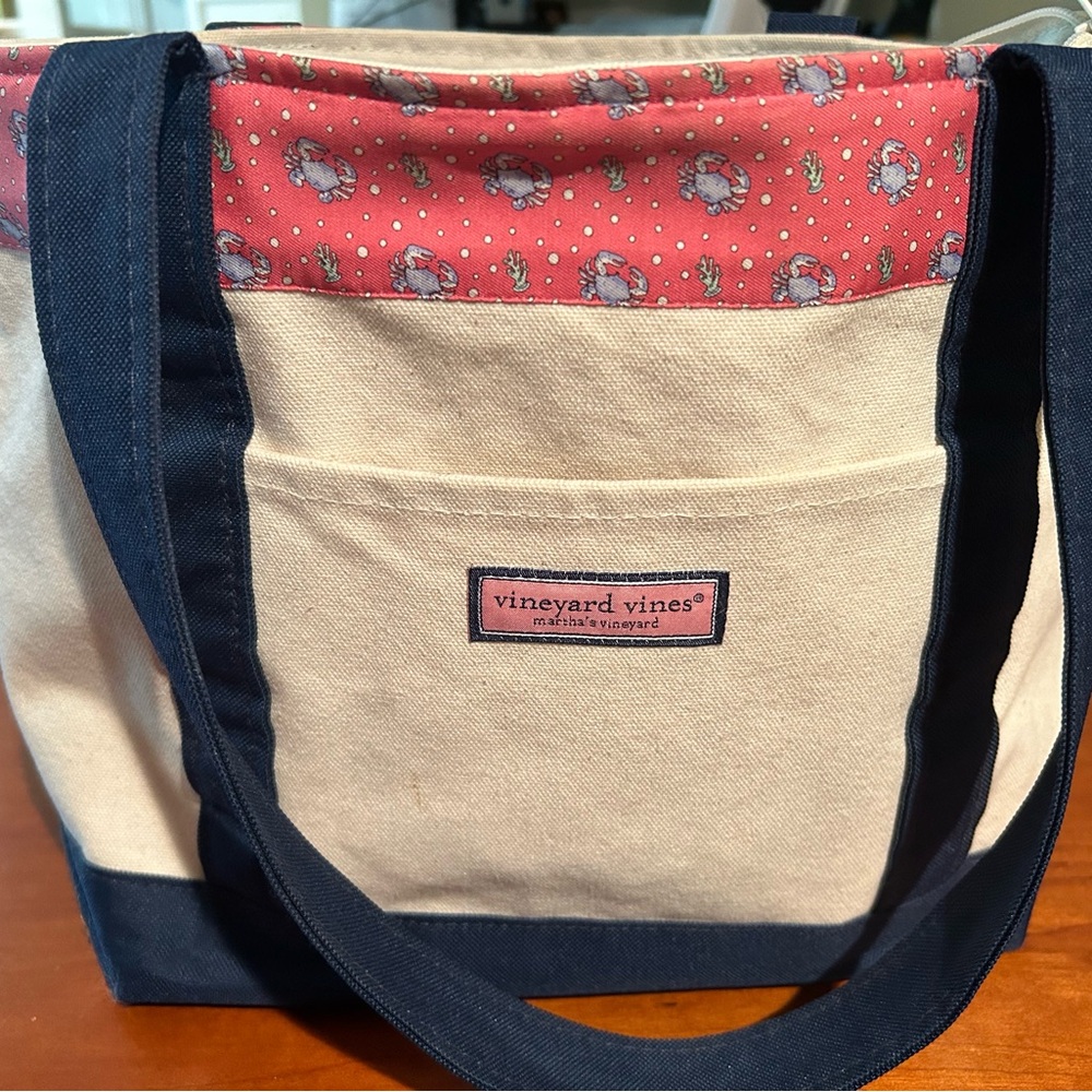 Vineyard Vines Canvas Tote with Navy and Red
